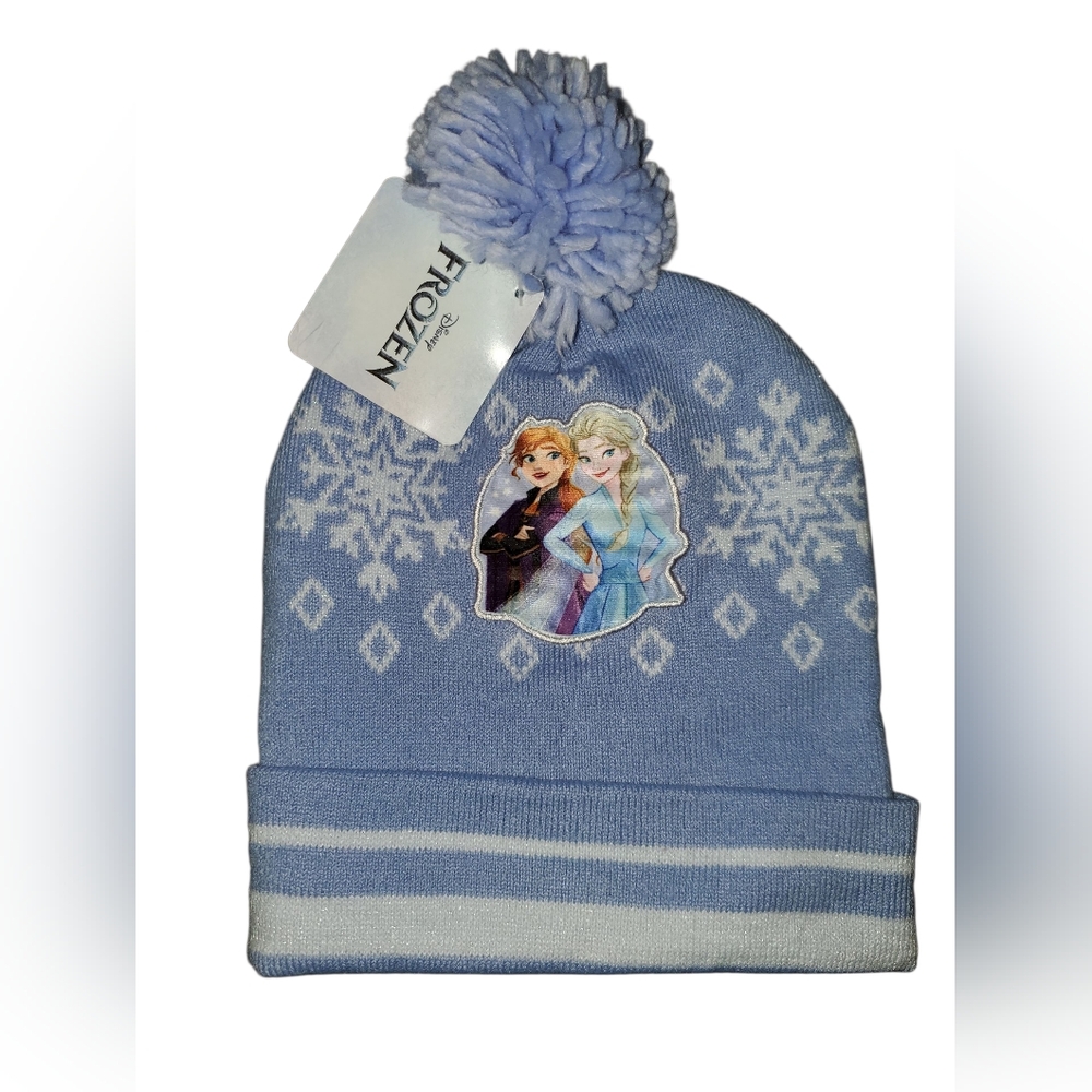 Disney Frozen Blue and White Beanie with Pom Pom NWT